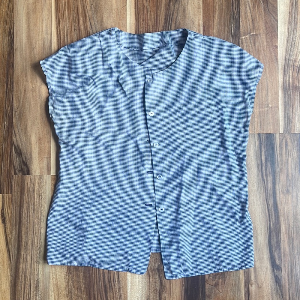 Handmade Check Gingham Print Short Sleeve Button Down